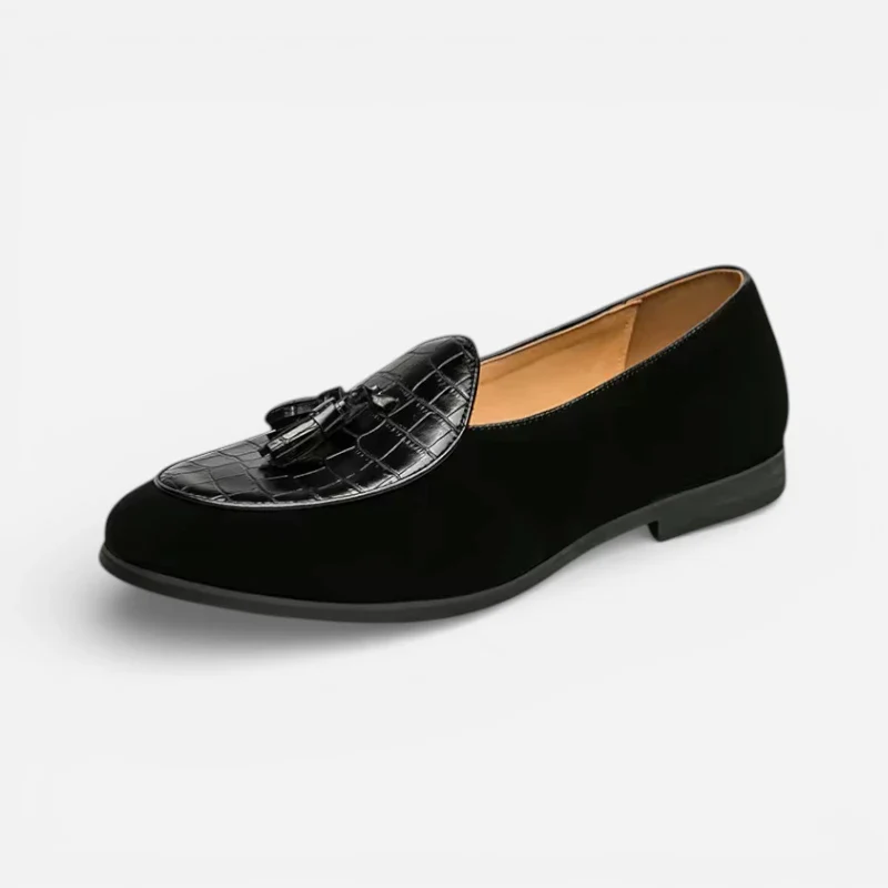 Mocassin Cuir Et Daim Noir à Gland Pour Homme – Image 2