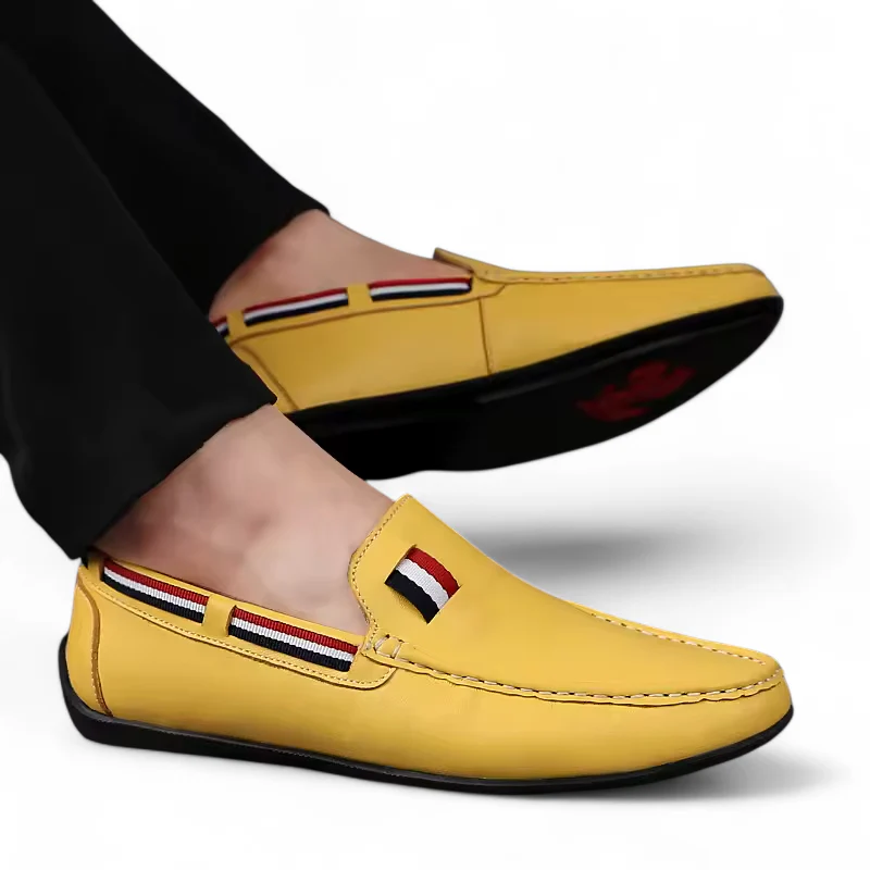 Mocassin Jaune En Cuir Drapeau Français Pour Homme – Image 5