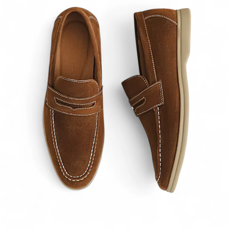 Mocassin Pour Homme En Daim Marron – Image 3