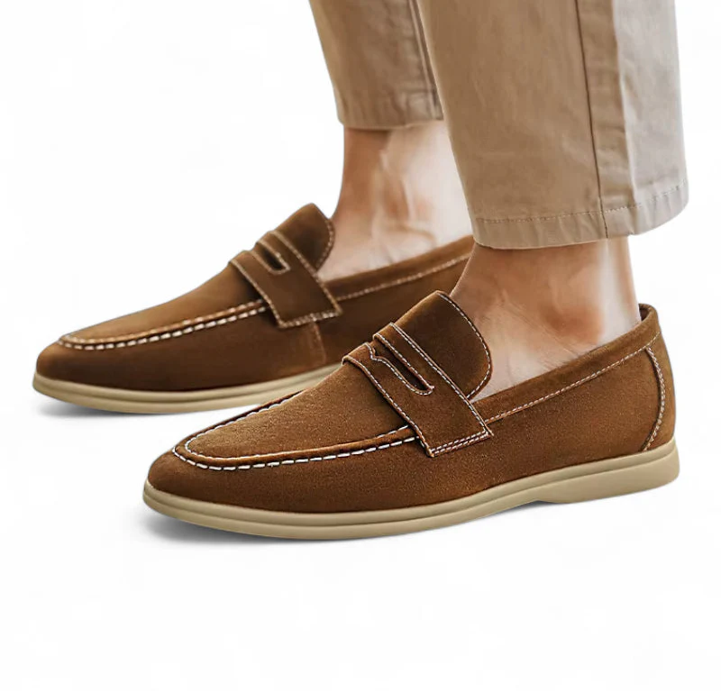 Mocassin Pour Homme En Daim Marron – Image 4