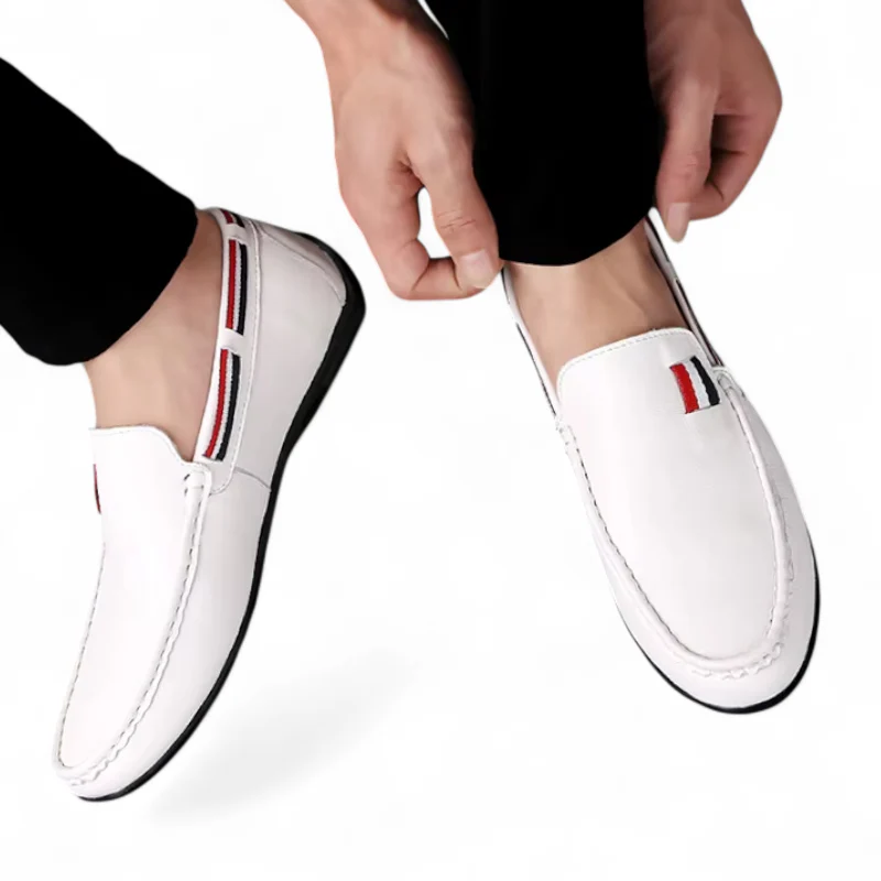 Mocassin Blanc En Cuir Drapeau Français Pour Homme – Image 5