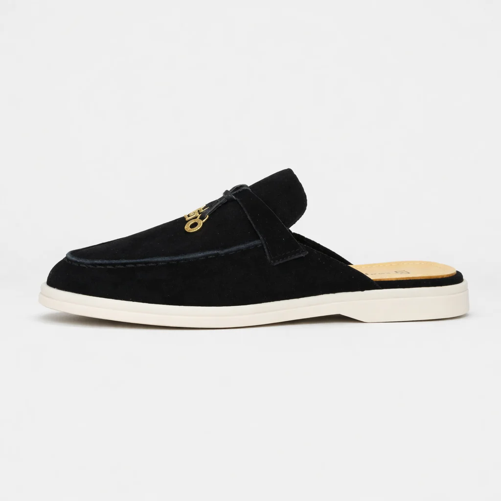 Mocassin Ouvert En Daim Noir – Image 3