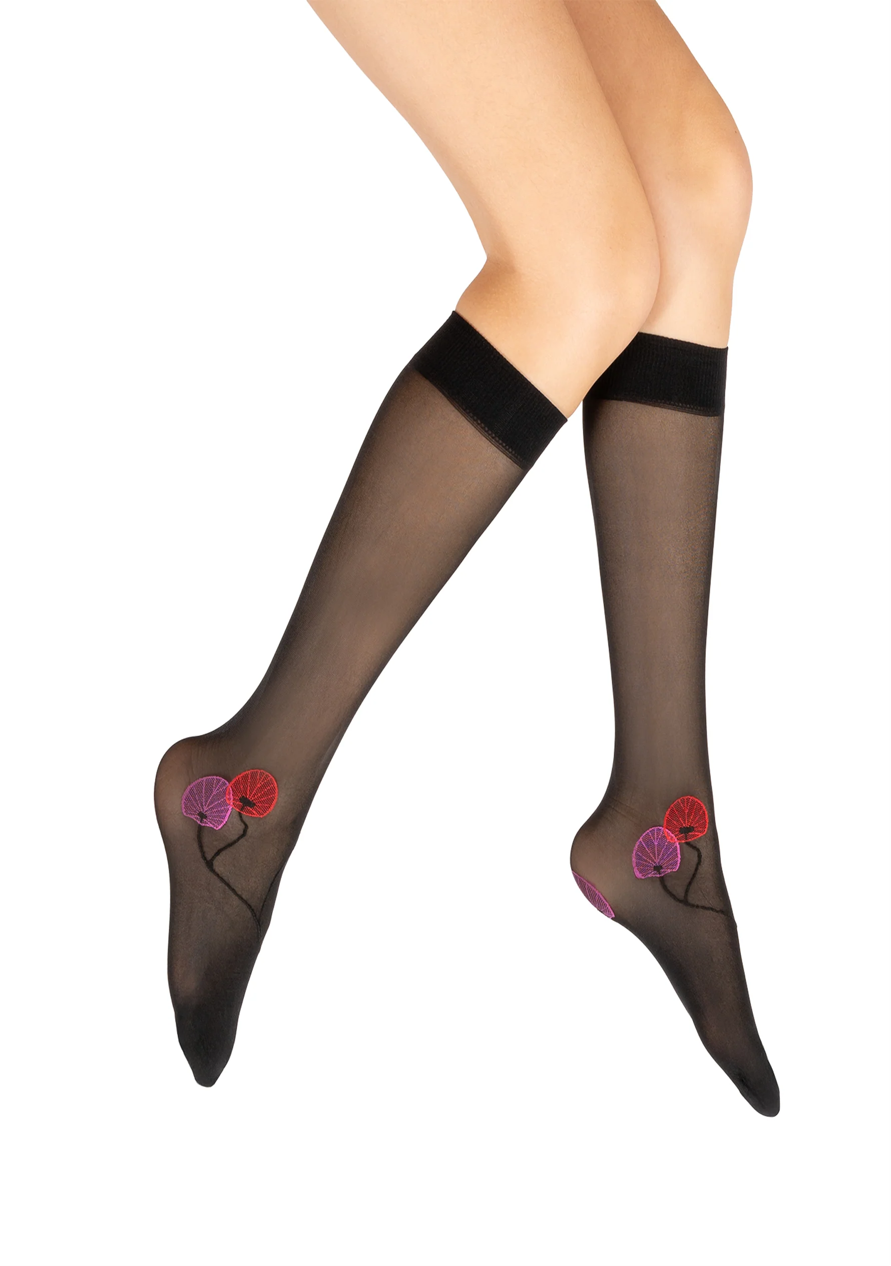 Mi-bas femme 30D noir monnaie du pape rouge – Image 2