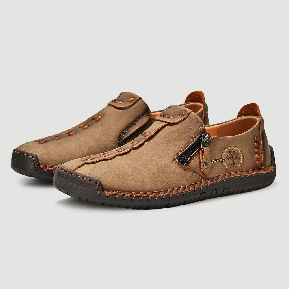 Mocassin En Cuir Marron Avec Fermeture Pour Homme – Image 4