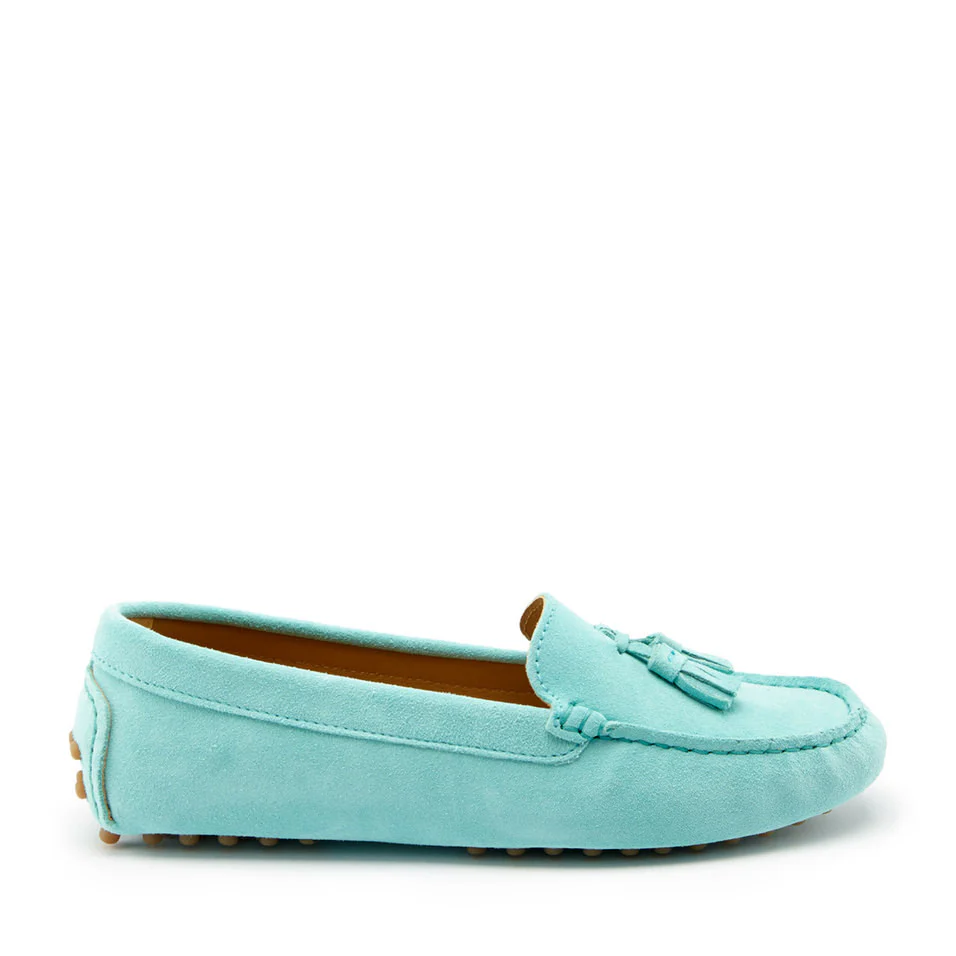 Women's Tasselled Driving Loafers, aqua suede – Image 2