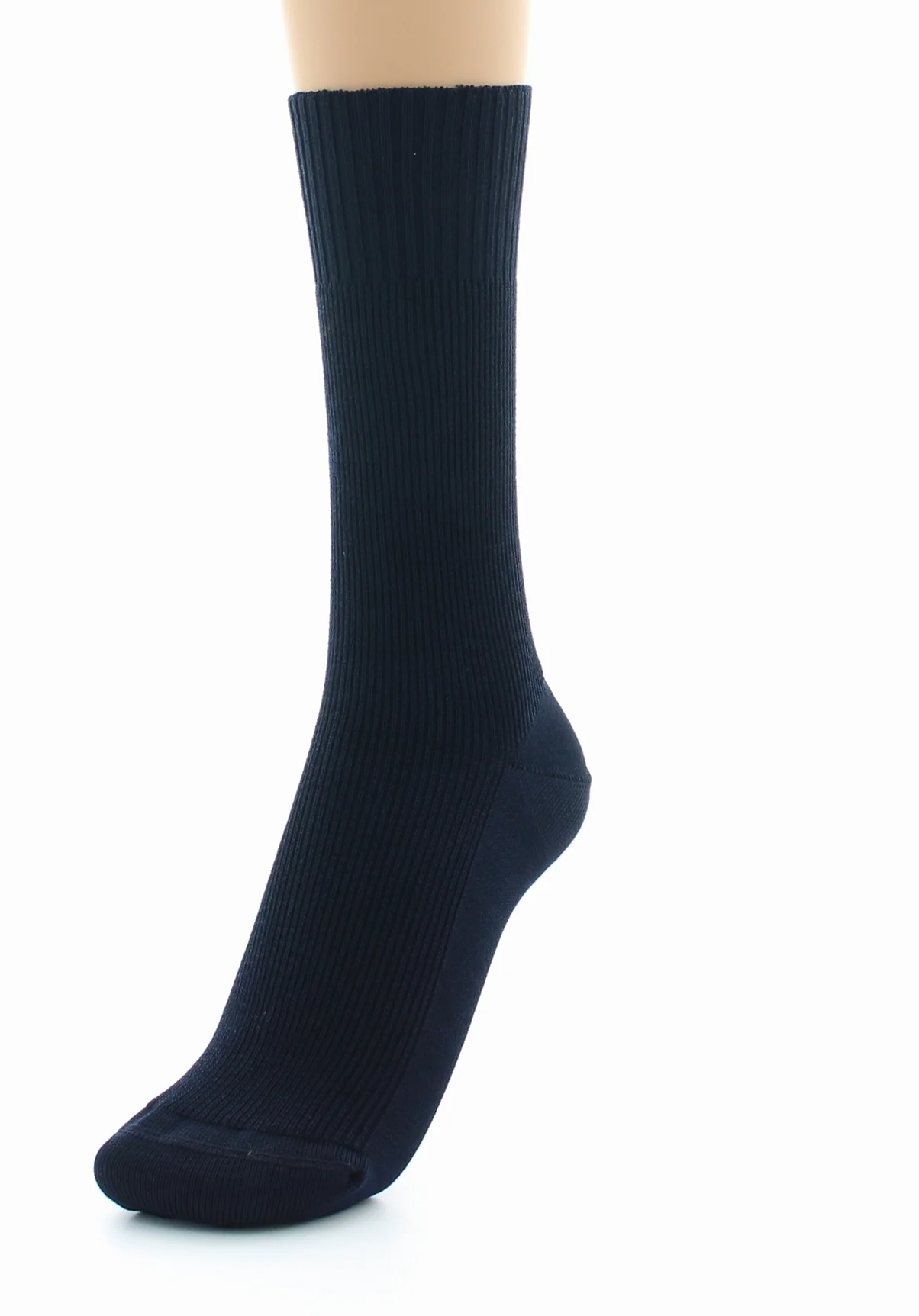 Chaussettes à côtes confort Fil d'écosse Sans élastique Marine – Image 4