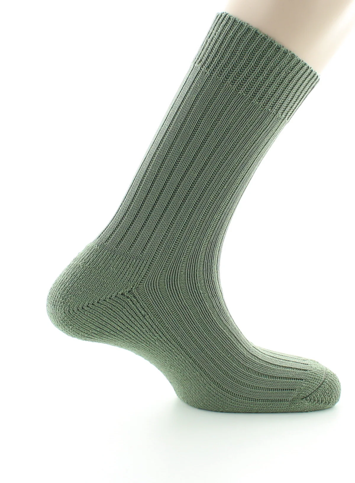 Chaussettes à côtes Intérieur doublé coton Kaki – Image 2