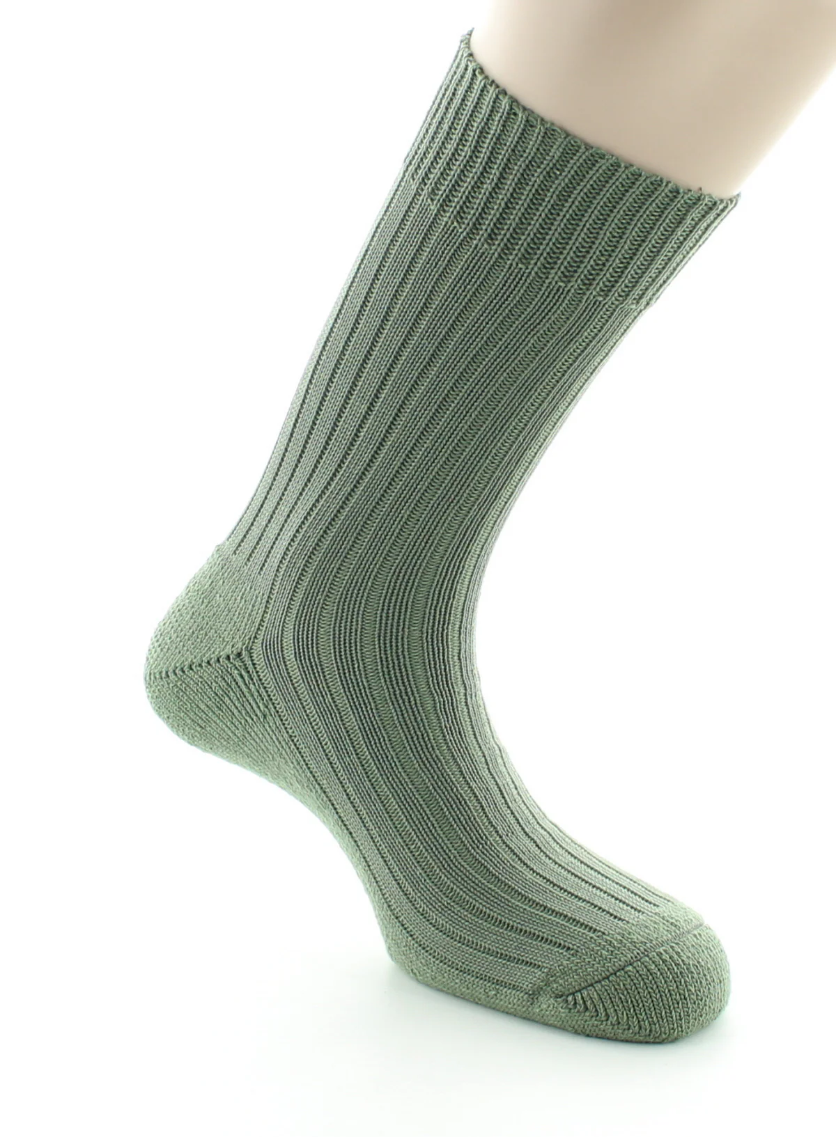 Chaussettes à côtes Intérieur doublé coton Kaki – Image 3
