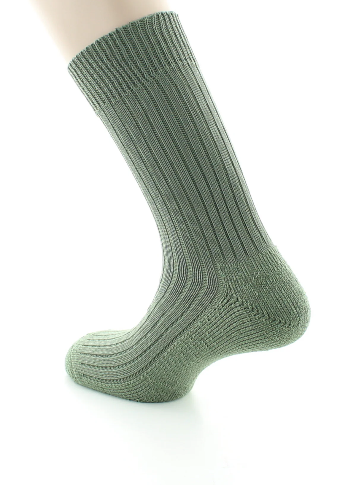 Chaussettes à côtes Intérieur doublé coton Kaki – Image 5