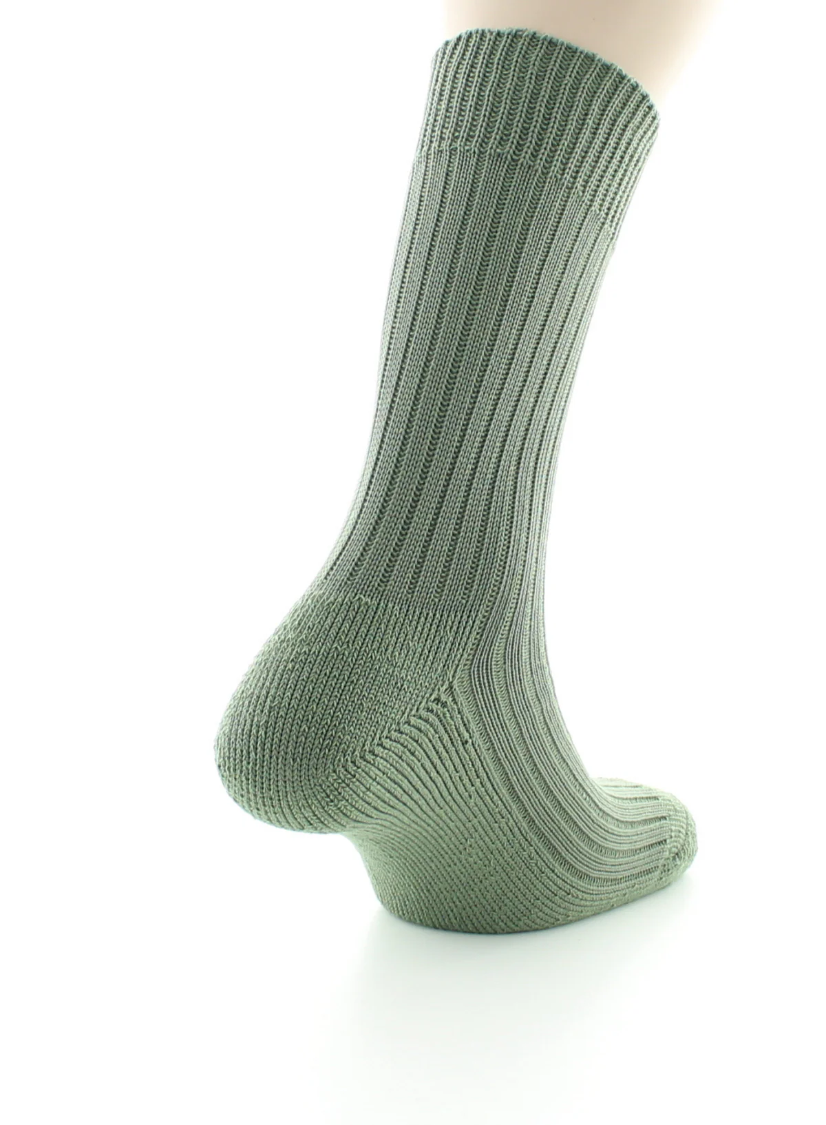 Chaussettes à côtes Intérieur doublé coton Kaki – Image 6