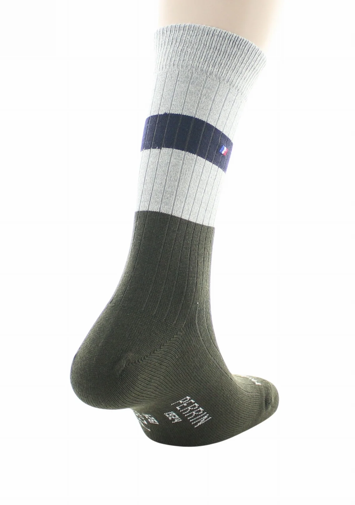 Chaussettes à côtes pour homme en laine Perrin Kaki – Image 6