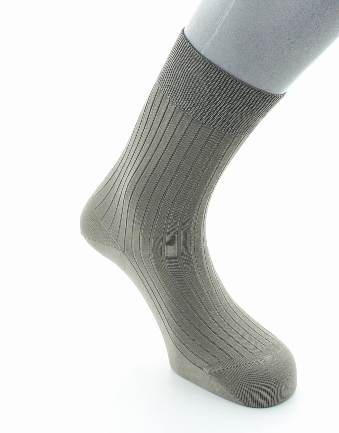 Chaussettes à côtes Pur coton fil d'Écosse supérieur Stone – Image 3