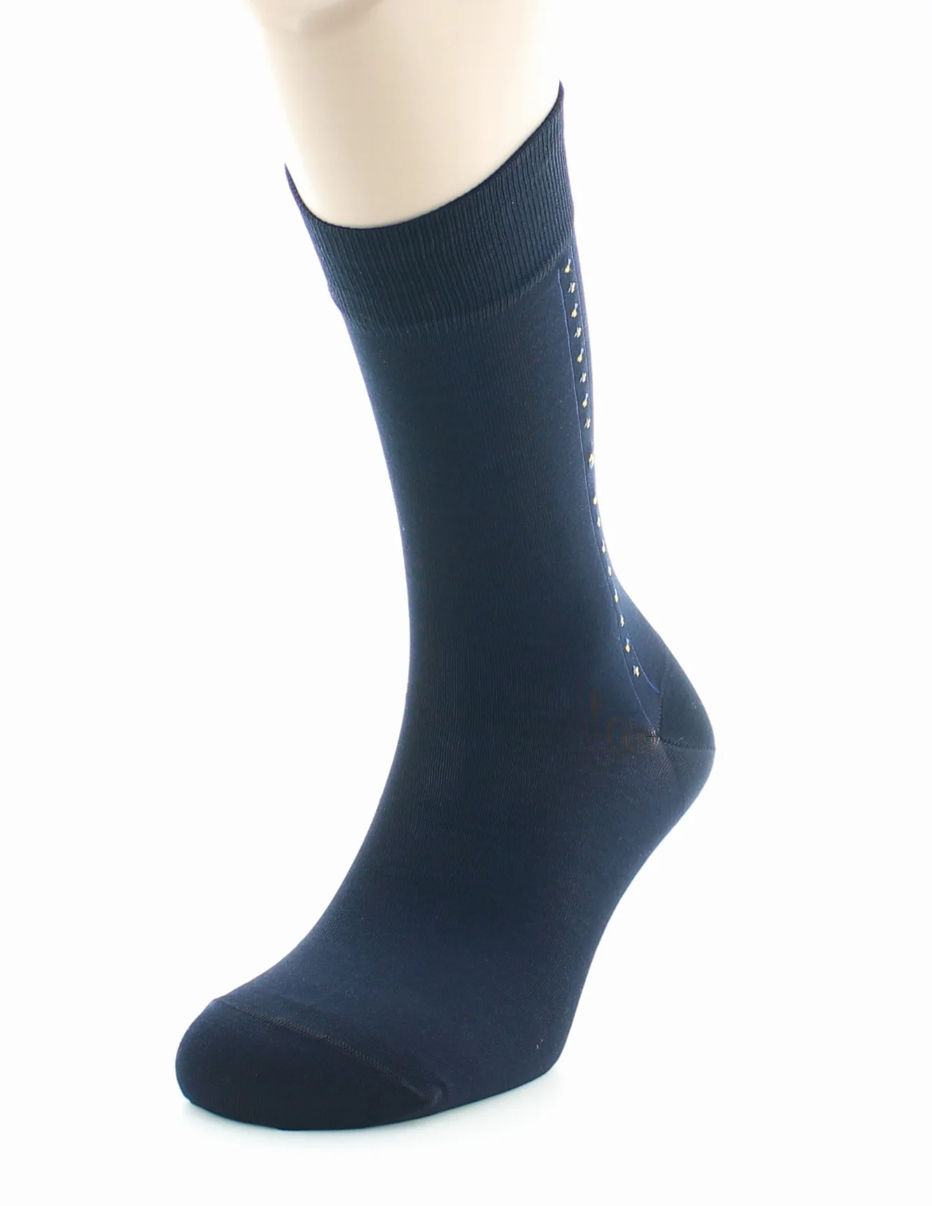 Chaussettes à motif baguette en coton fil d'Écosse supérieur Marine – Image 4