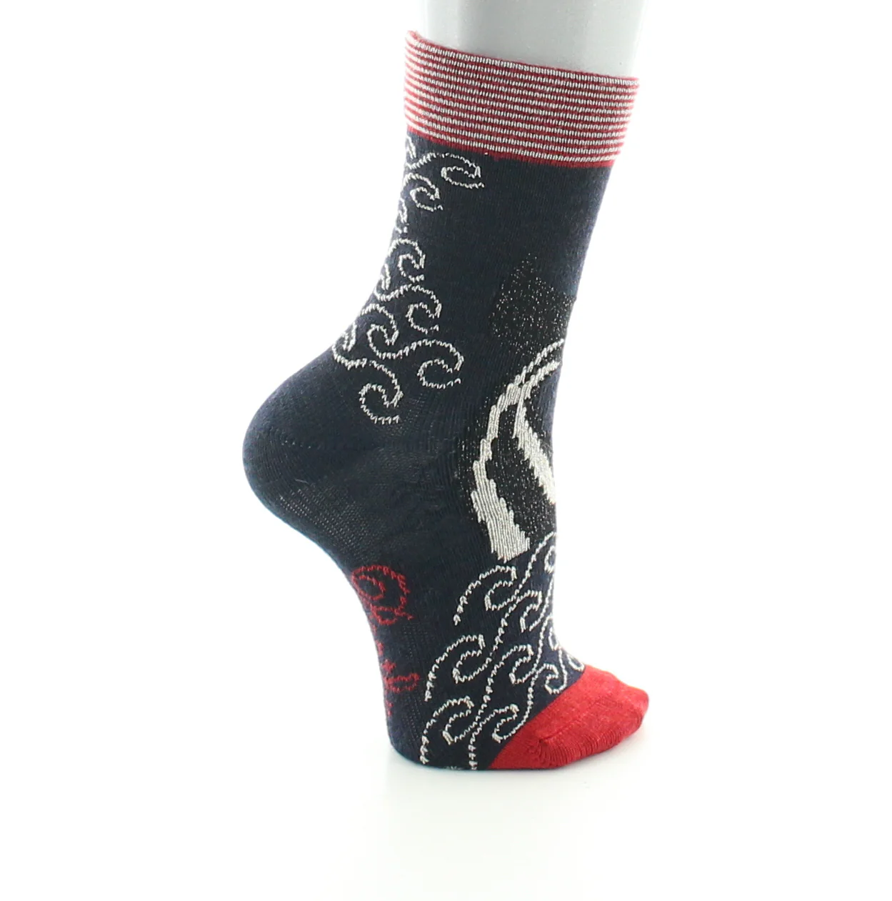 Chaussettes bébé La baleine en laine peignée Bleu Marine – Image 2