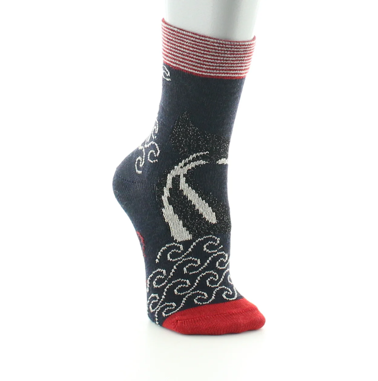 Chaussettes bébé La baleine en laine peignée Bleu Marine – Image 3