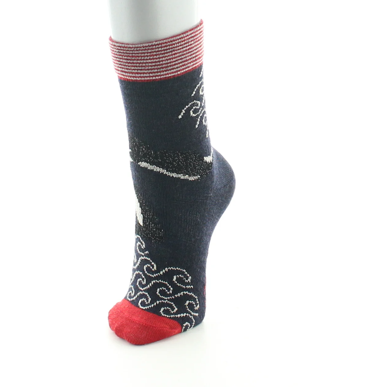 Chaussettes bébé La baleine en laine peignée Bleu Marine – Image 4