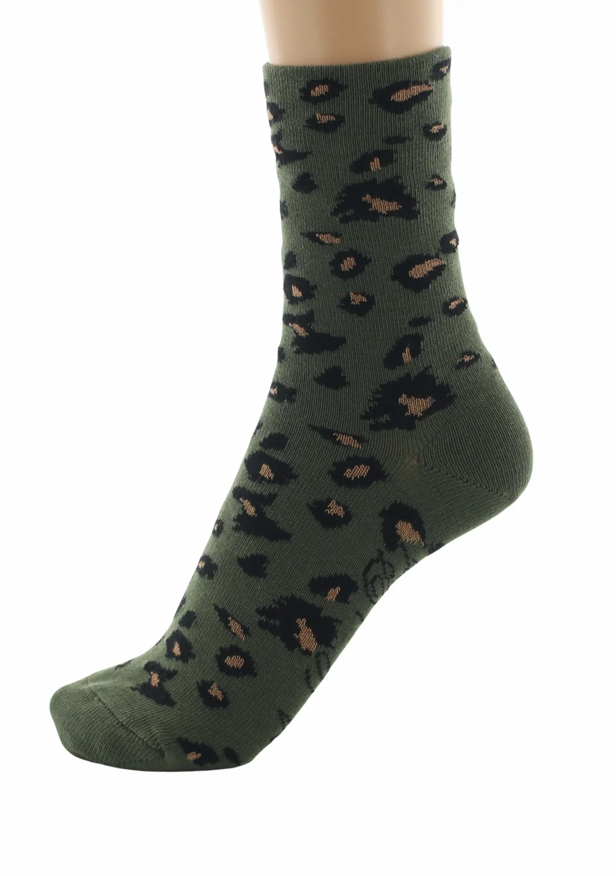 Chaussettes femme Berthe motif Léopard Marron – Image 5
