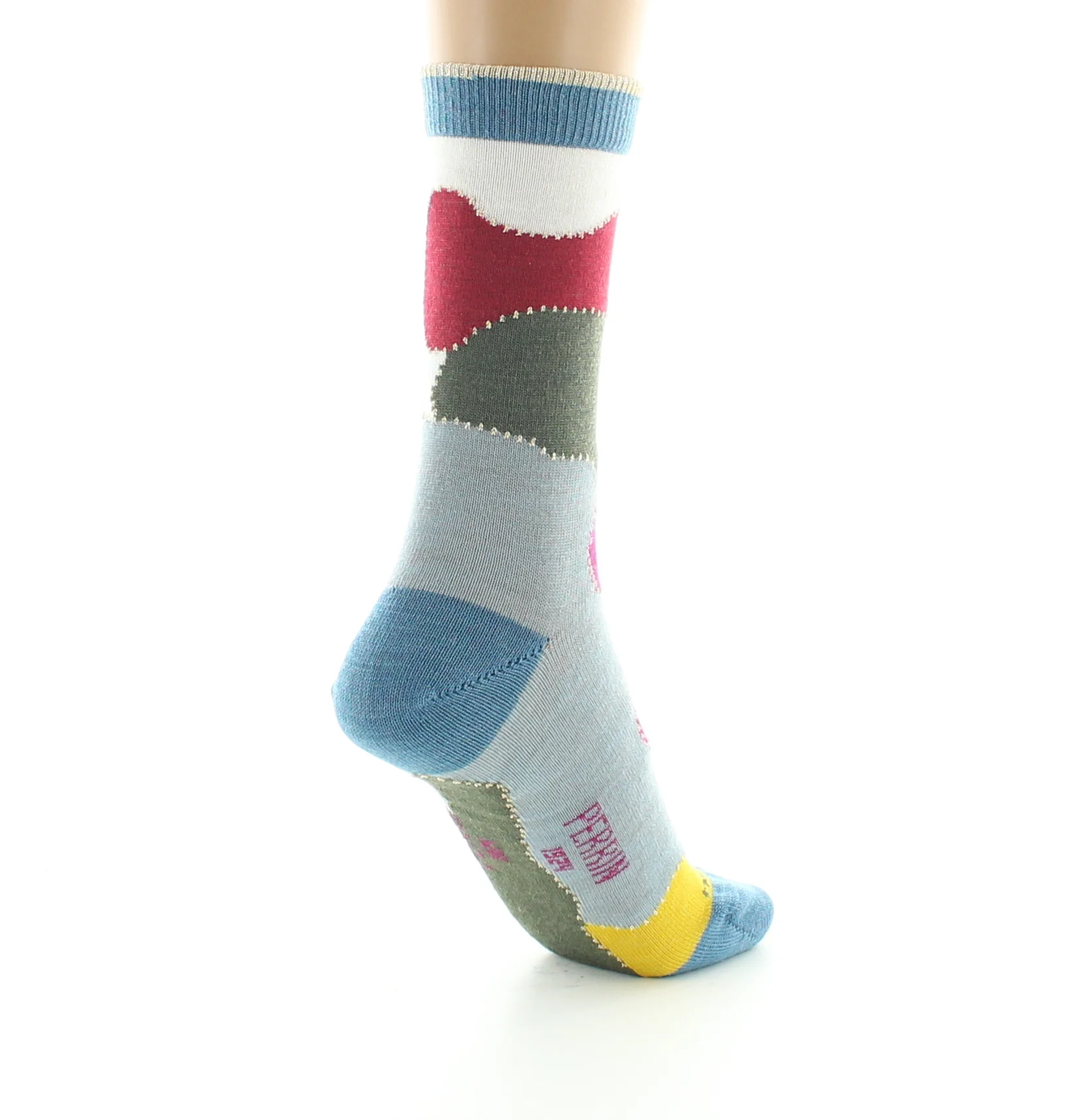 Chaussettes femme en laine peignée Patchwork Multicolore – Image 6