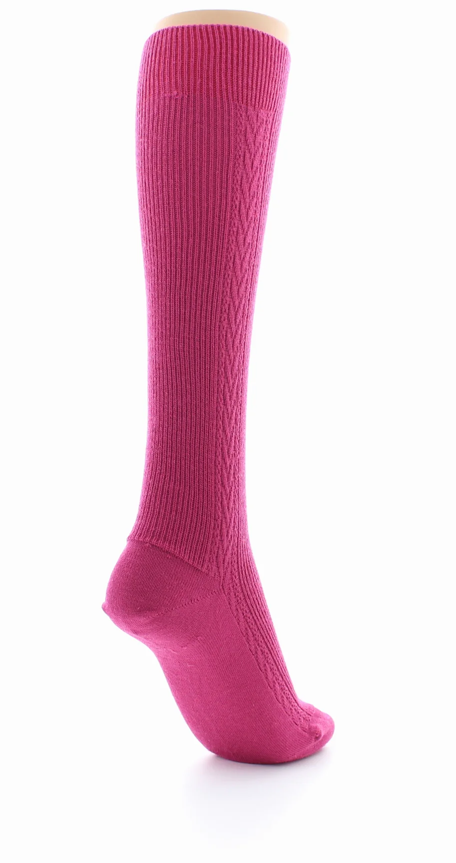 Chaussettes hautes femme en laine peignée mélangée Vieux rose – Image 6