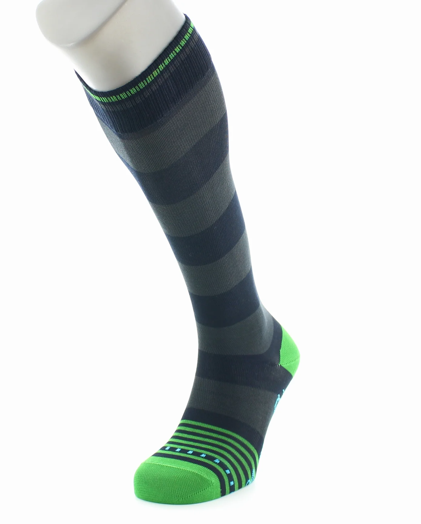 Chaussettes hautes homme à grosses rayures Marine/Gris – Image 5