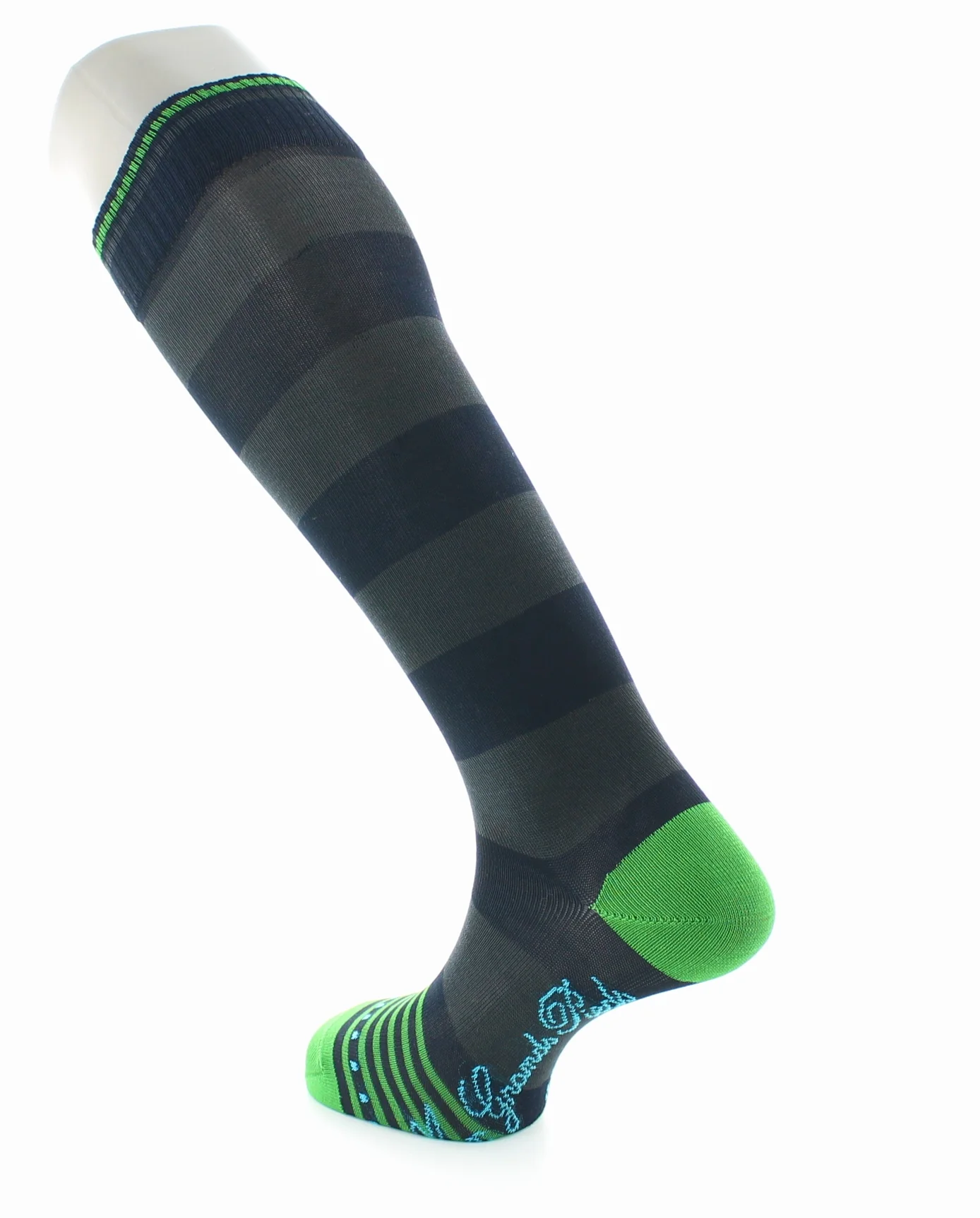 Chaussettes hautes homme à grosses rayures Marine/Gris – Image 6
