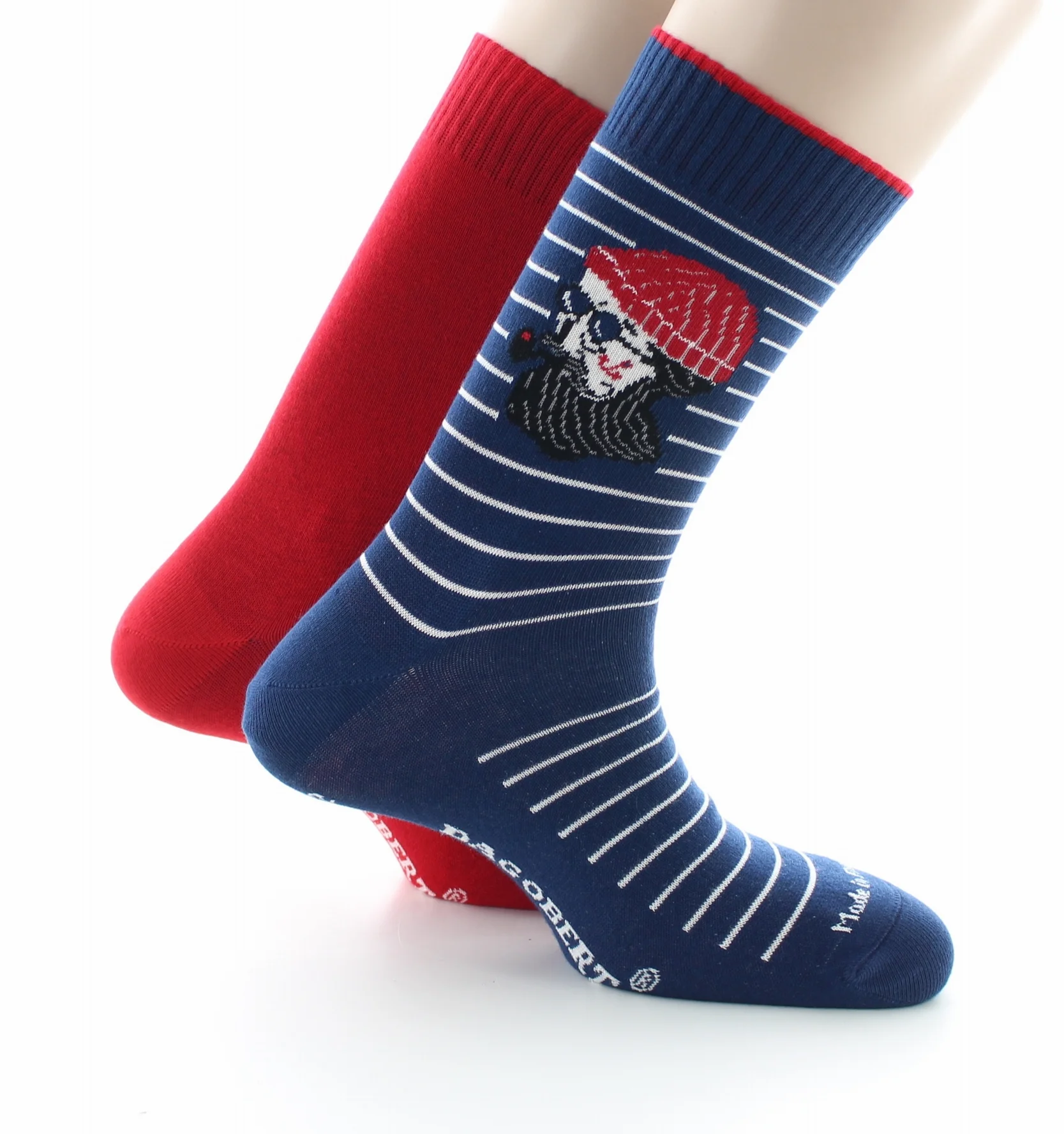 Chaussettes réversibles homme Corsaire en coton Marine/Rouge – Image 2