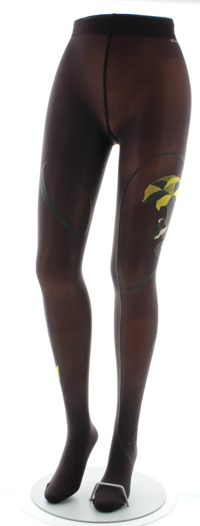 Collant danseuse gris et jaune fond prune – Image 4