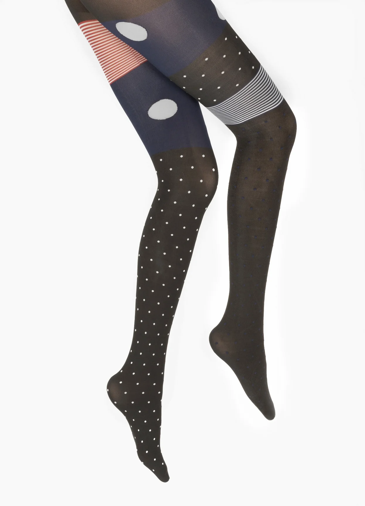 Collants 60D Pois Asymétriques noir et gris – Image 2