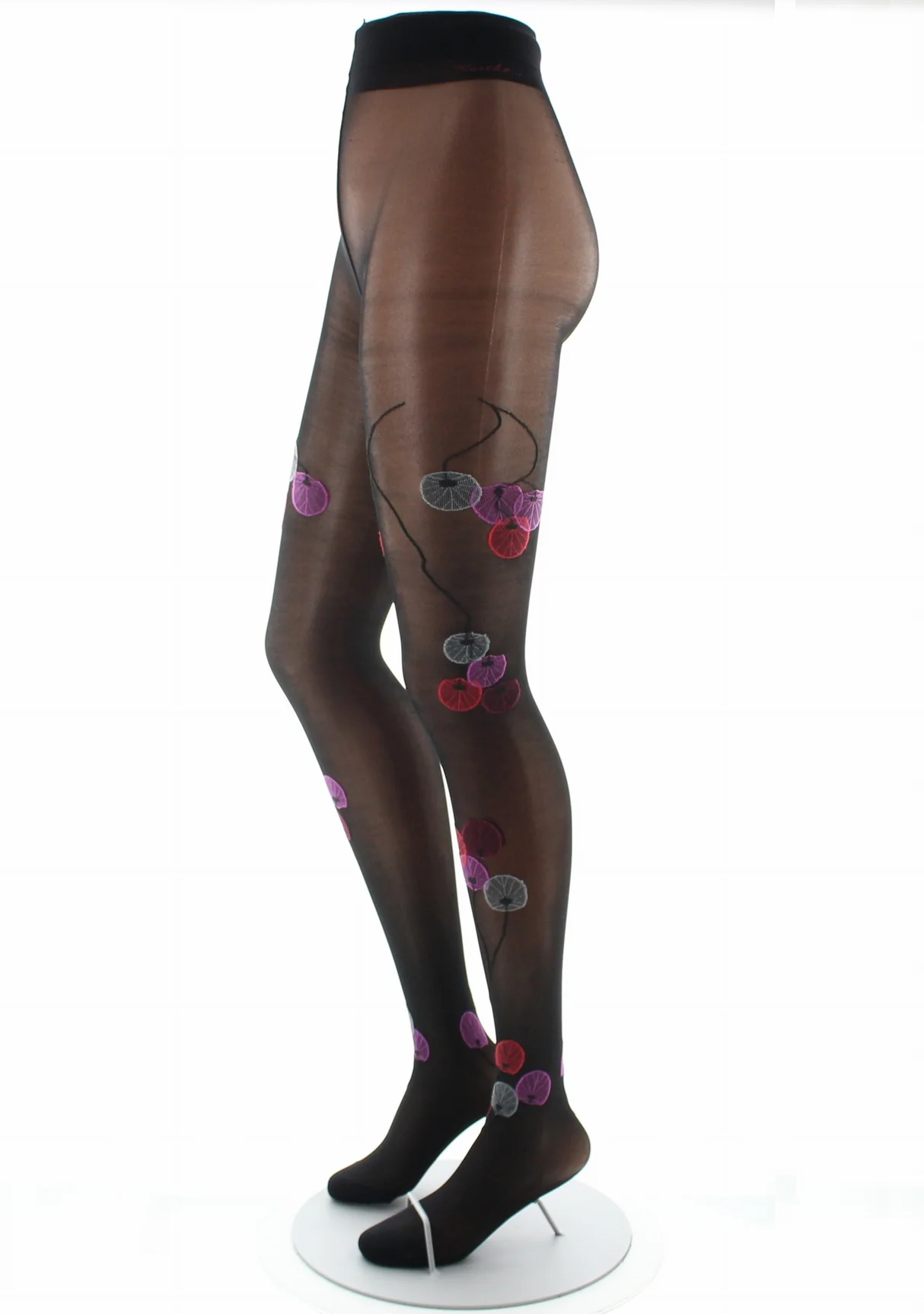 Collants femme 30D noir monnaie du pape rouge – Image 3