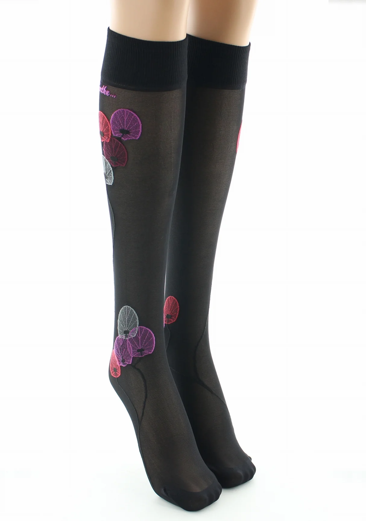 Mi-bas femme 30D noir monnaie du pape rouge – Image 4