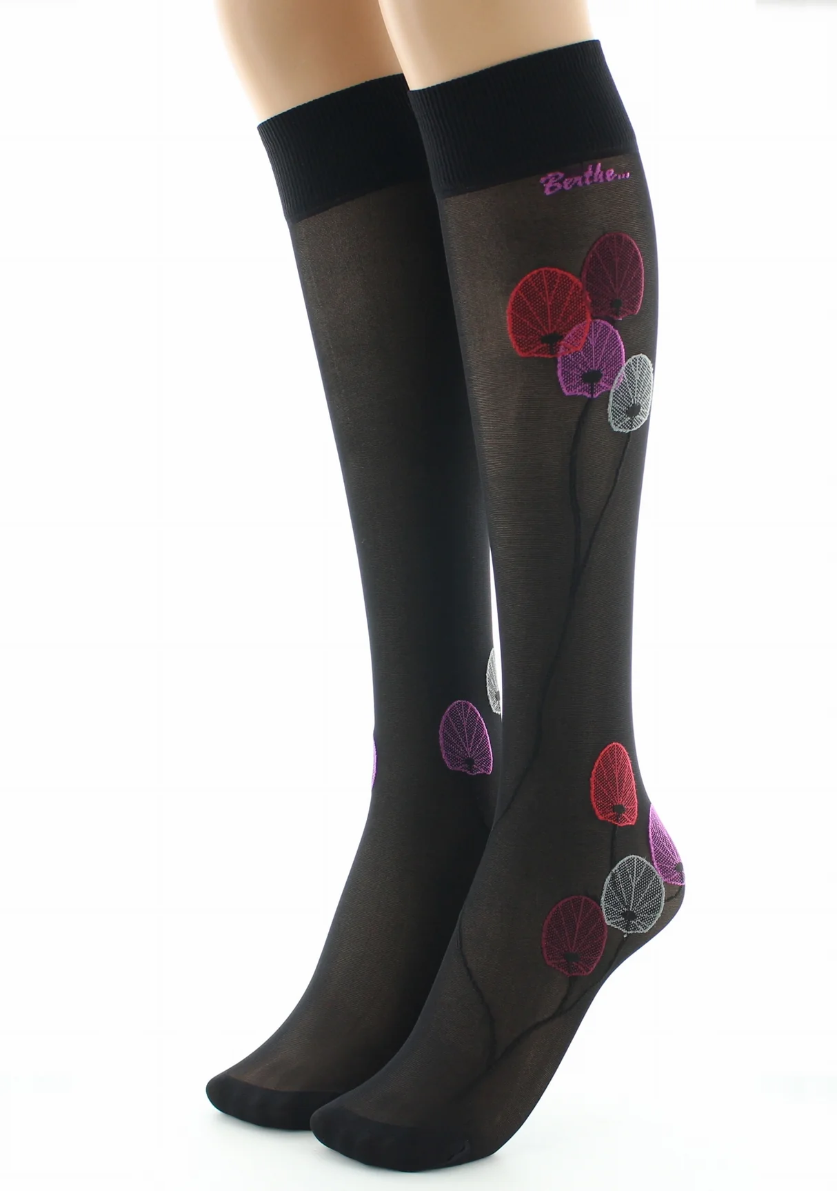 Mi-bas femme 30D noir monnaie du pape rouge – Image 5