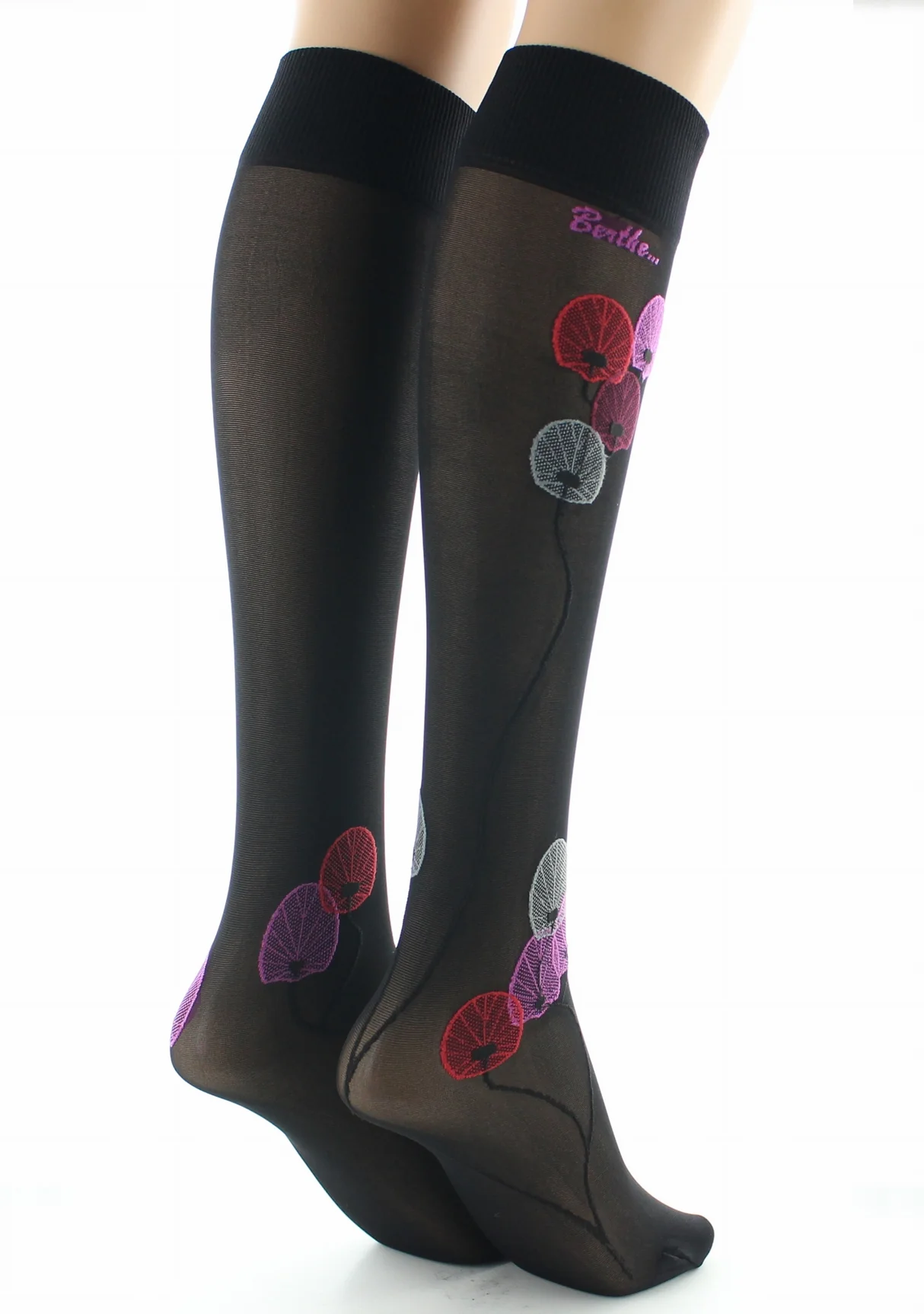 Mi-bas femme 30D noir monnaie du pape rouge – Image 7