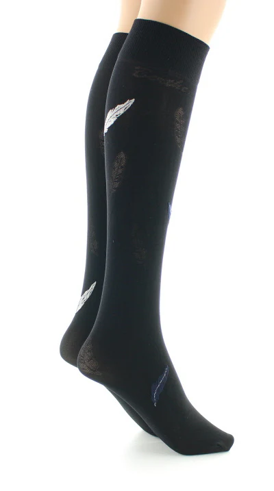 Mi-bas femme 40D plume noir et beige – Image 2
