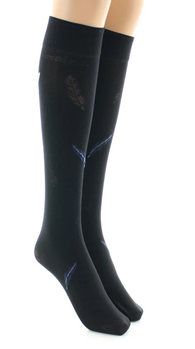 Mi-bas femme 40D plume noir et beige – Image 3