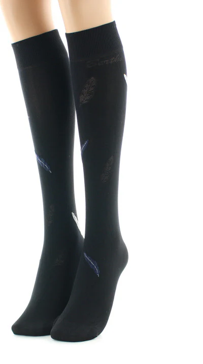 Mi-bas femme 40D plume noir et beige – Image 4