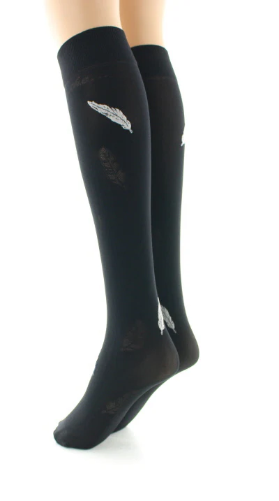 Mi-bas femme 40D plume noir et beige – Image 5
