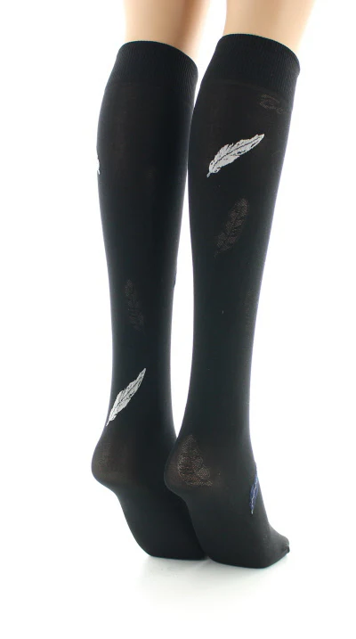 Mi-bas femme 40D plume noir et beige – Image 6