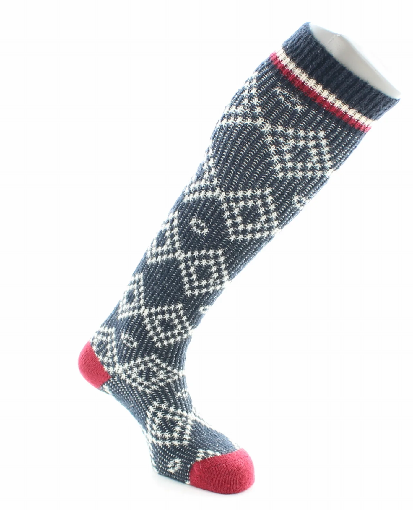 Mi-bas mixte Jacquard en Mohair Marine – Image 2