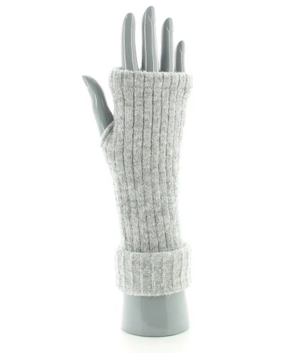 Mitaines femme en baby alpaga Gris clair – Image 2