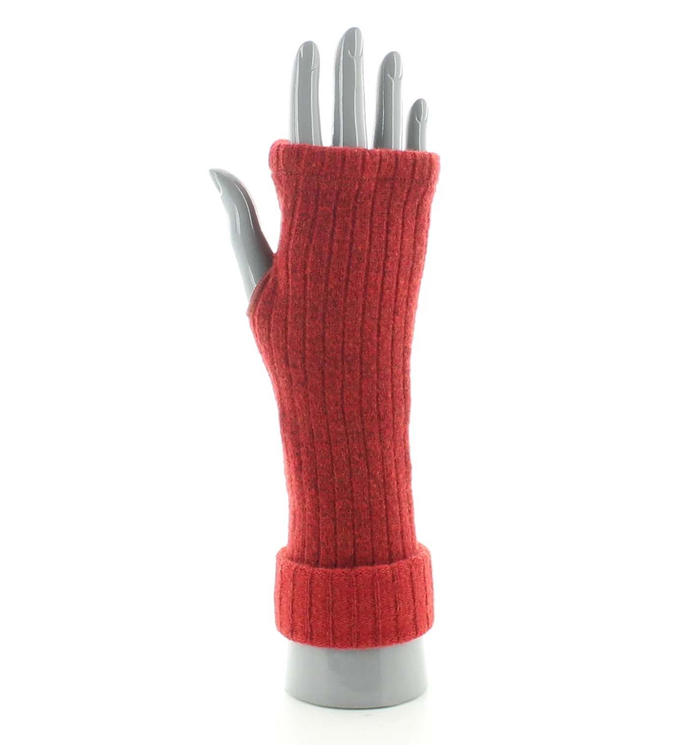 Mitaines femme laine et acrylique rouge – Image 3