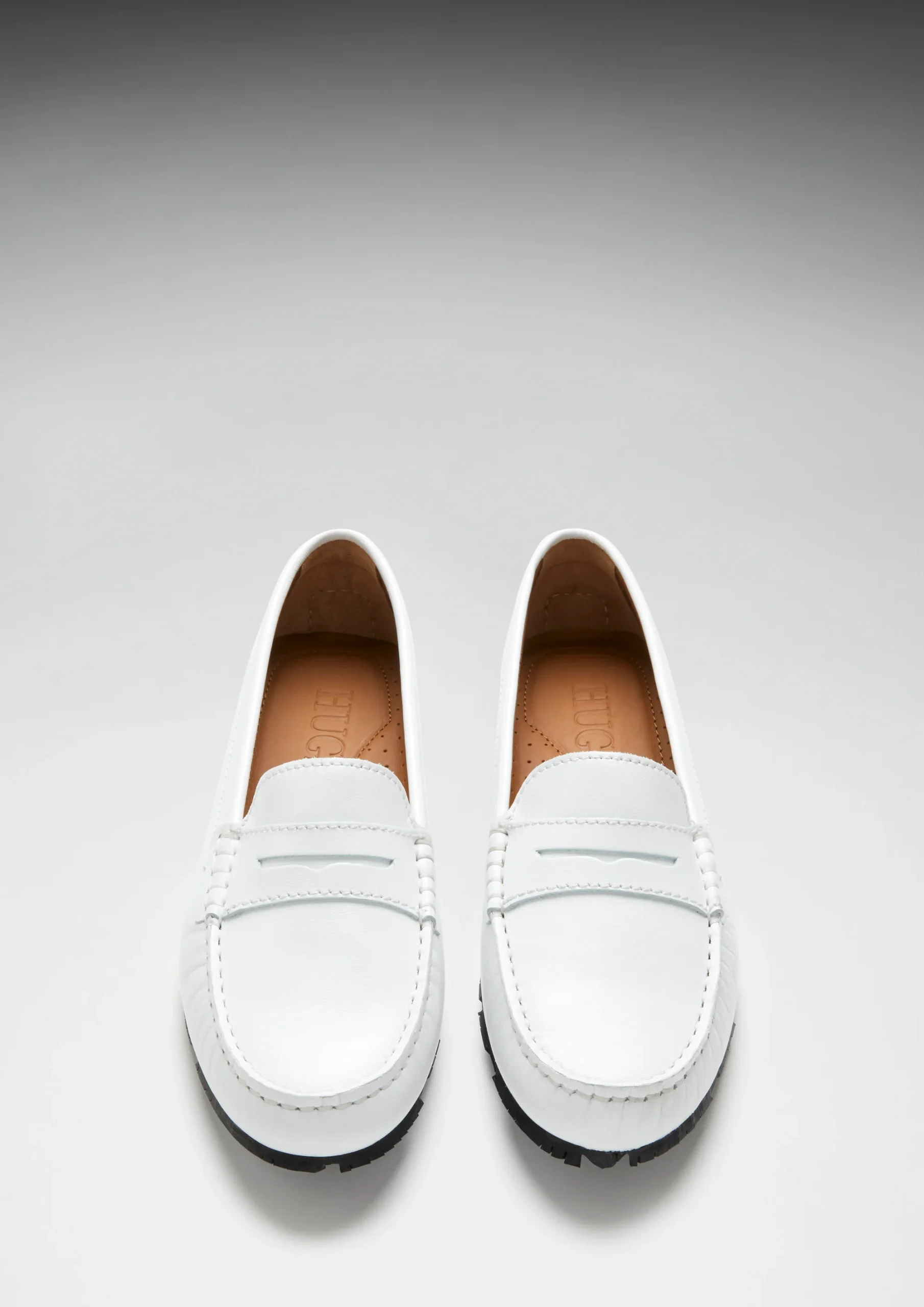 Women's Tyre Sole Penny Loafers, white leather – Image 7