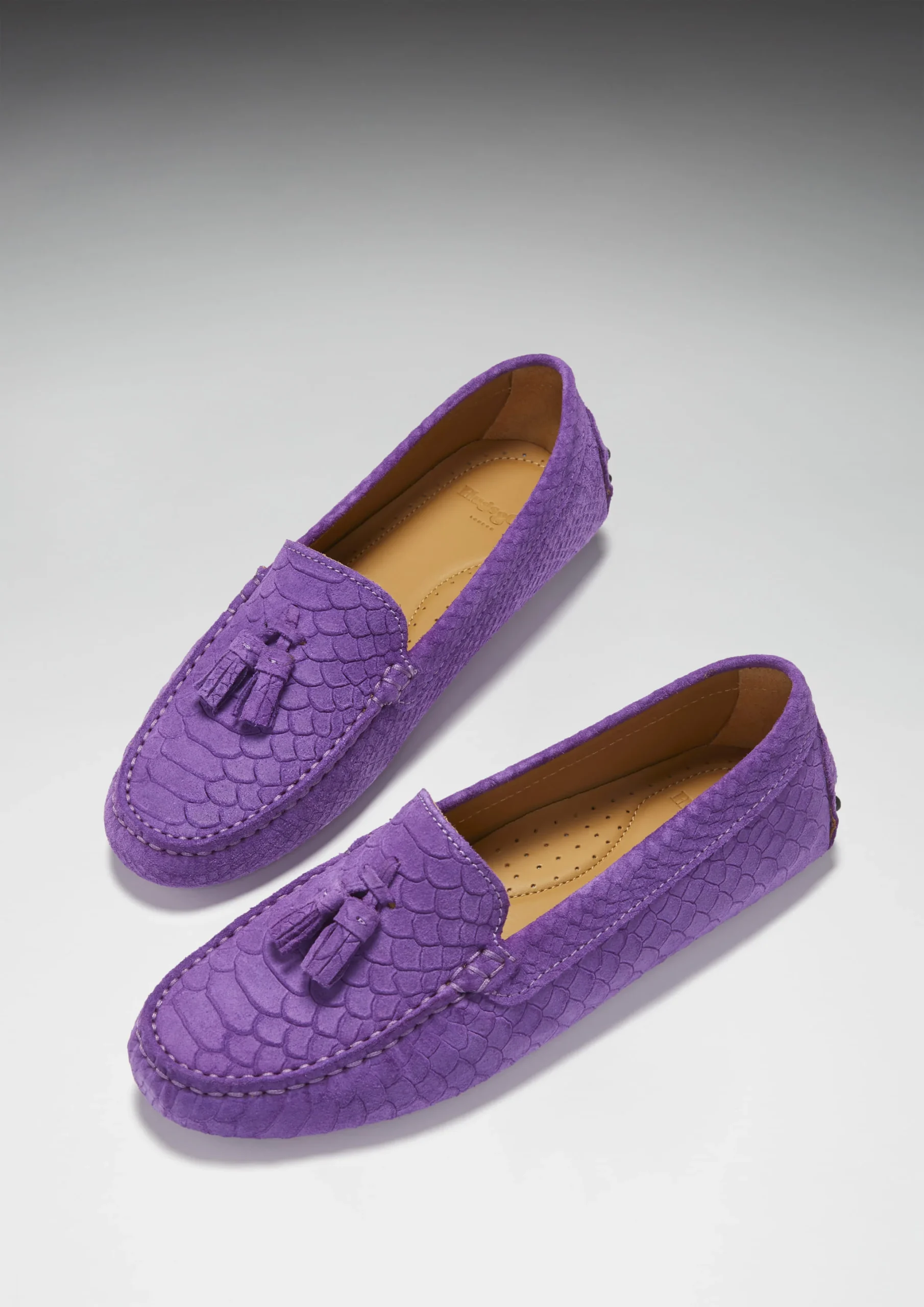 Women's Tasselled Driving Loafers, purple embossed suede – Image 3