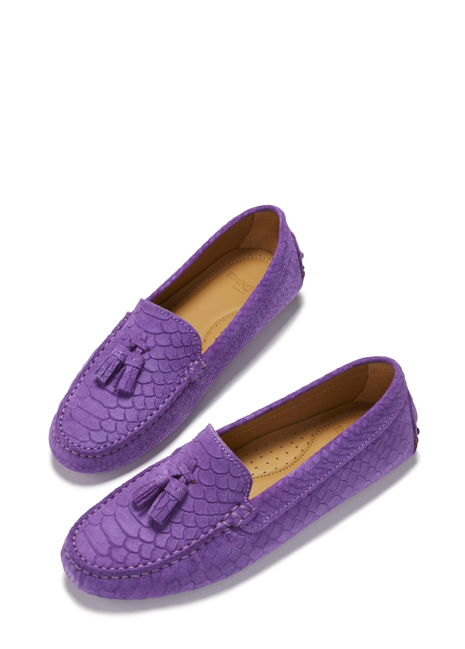 Women's Tasselled Driving Loafers, purple embossed suede – Image 9